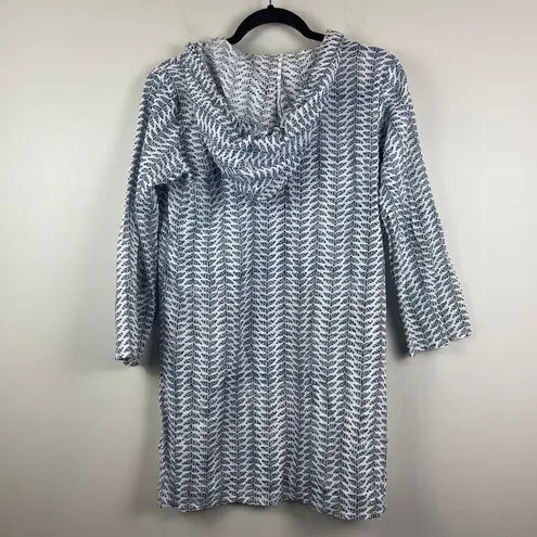 Roller Rabbit Cover-Up Women's XS White Blue Printed Tassel-Tie Hooded Swimwear