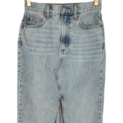 Aritzia Denim Forum The '90s Vintage Maxi Denim Skirt Jean Skirt Size 24 Slit Blue