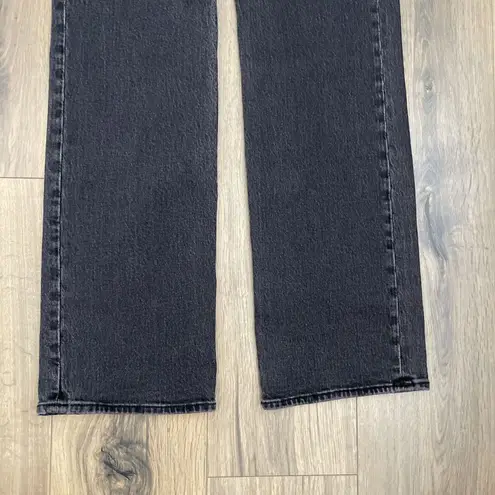 Abercrombie & Fitch NEW A&F Abercrombie 90s Straight High Rise Jeans Sz 25 0 L Black Leather Trim