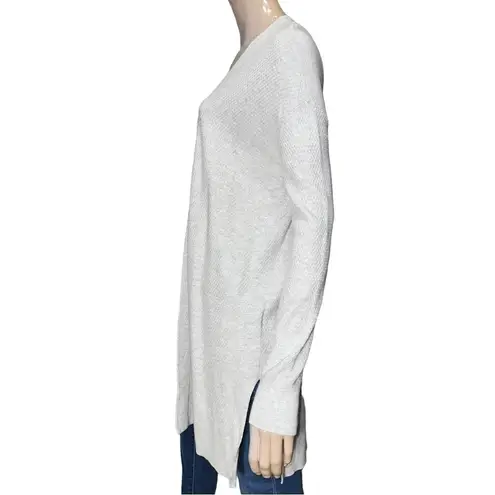 Chelsea28 Women’s M Heather Pale Gray Cotton Waffle Knit Open Sweater Cardigan