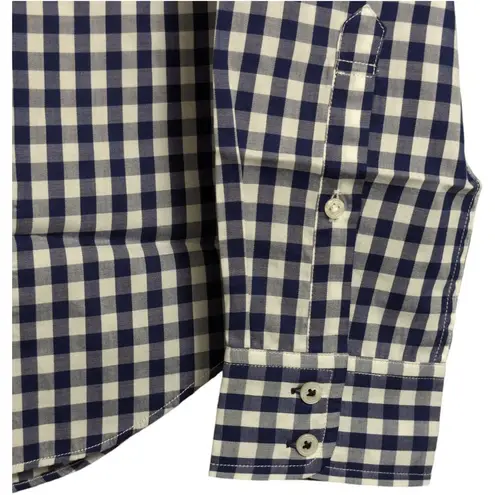 NWT UNTUCKIT Belleza Navy Gingham Button Down Regular Fit Long Sleeve Shirt Sz 8 Blue