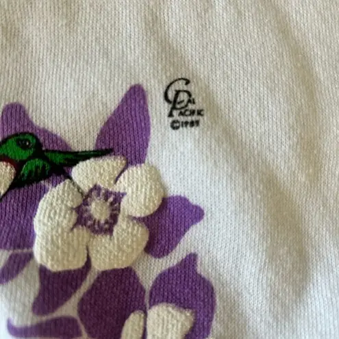 Vintage 80s Columbine Hummingbird Floral Nature Sweatshirt Large Cal Pac… White