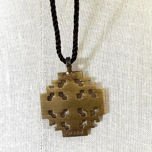 Vintage Terra Sancta Guild Cross pendant necklace on cord Gold
