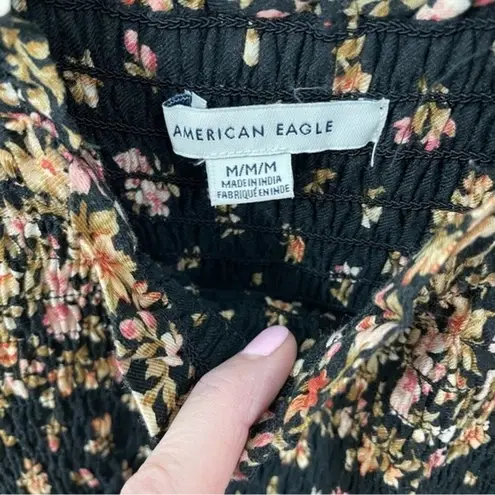 American Eagle  AE Floral Romper Size MEDIUM Black Ditsy Floral