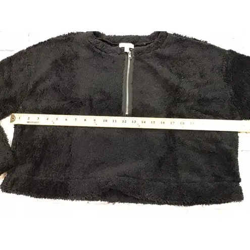 Abound Nordstrom  Black Fuzzy Black Fleece 1/4 Zip Pullover Womens Size Medium