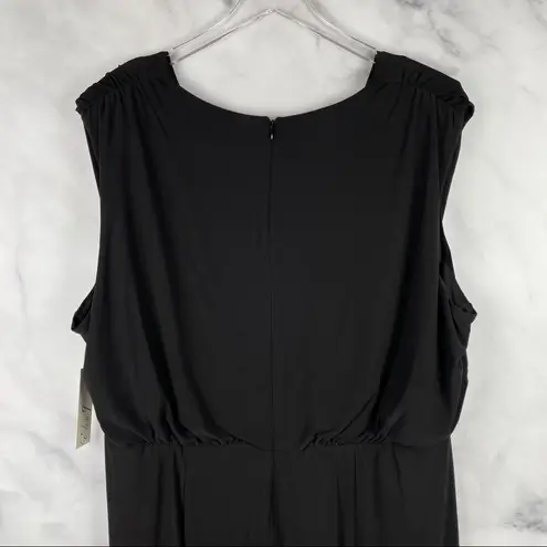 Eliza J NWT Sleeveless Faux Wrap Stretchy Drape Midi Dress Black Plus 22 Formal