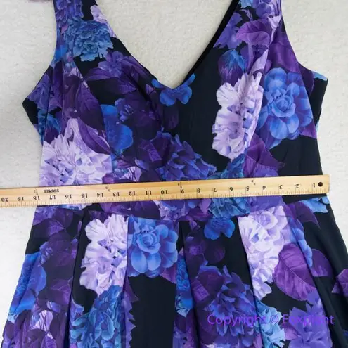 City Chic New! Hydrangea Fit & Flare Dress - black purple, women plus size 16