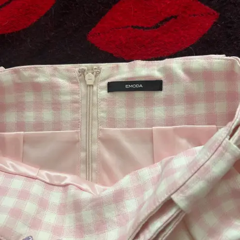 Emoda Japan kawaii gyaru pink white gingham mini skirt XS 24