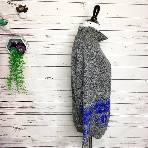 Vintage Segue Gray & Blue Fair Isle Wool Sweater Size Medium