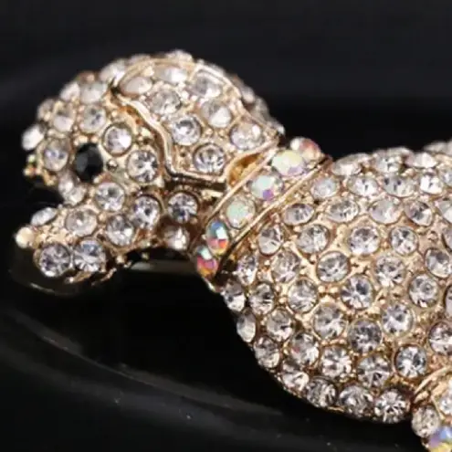 Poodle Crystal Brooch Pin Gold