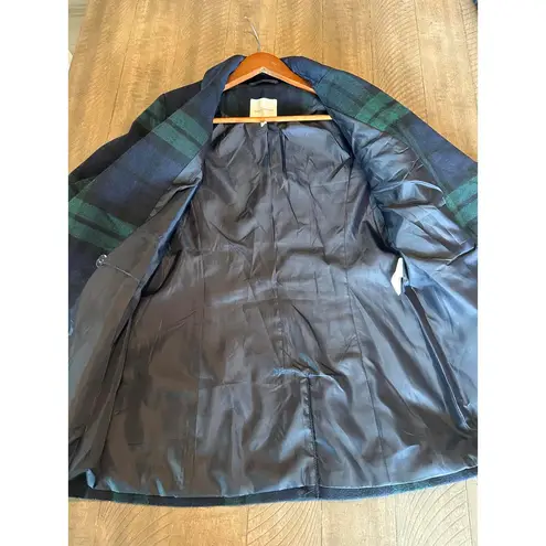 Avec Les Filles Green/Navy Tartan Plaid Double Breasted Blazer Women’s sz Small