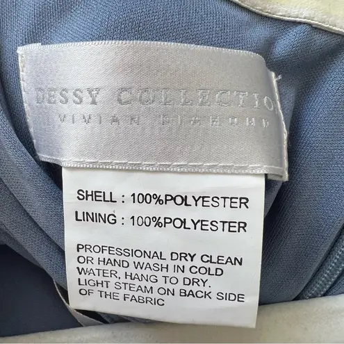 After Six Dessy Collection OFF-THE-SHOULDER NOTCH TRUMPET GOWN WITH FRONT SLIT IN LARKSPUR