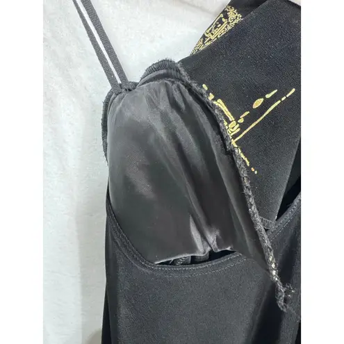 R & M Richards Twinset Abstract Black Gold Women's 18WP Vintage Art Deco Y2K