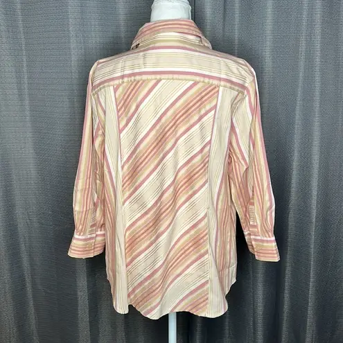 Apostrophe STRETCH ROSE GOLD BUTTON FRONT BLOUSE SIZE XL