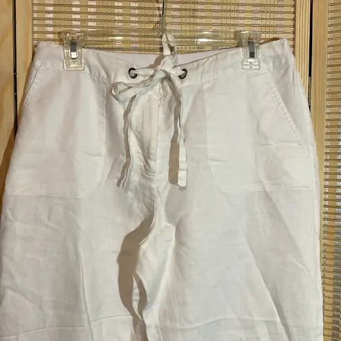 Charter Club Pant Shop Linen Cotton Drawstring Waistband Winter White Pants 8