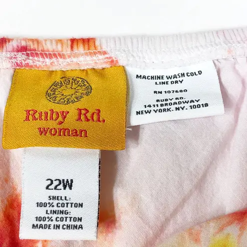 Ruby Rd Womens Plus Size 22W Skirt Tie Dye Ruby Jewel Midi Pink Yellow 1032 Pink