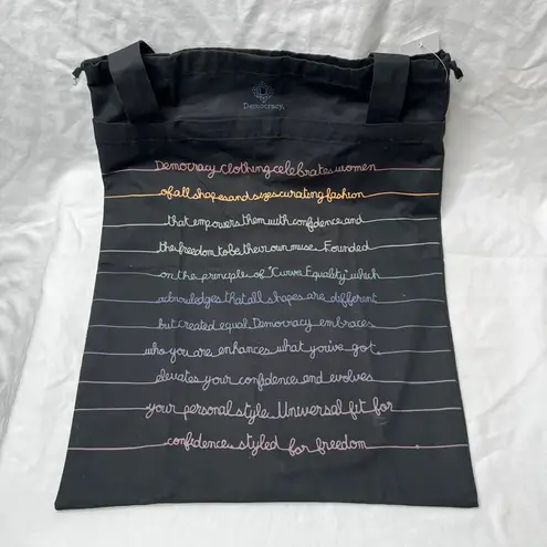 Democracy Black Canvas Cotton Tote Bag