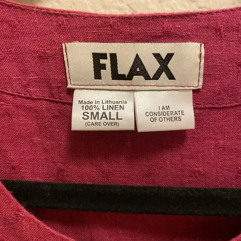 Flax Linen Button Front Swiss Dot Lagenlook Shacket Size Small In Raspberry