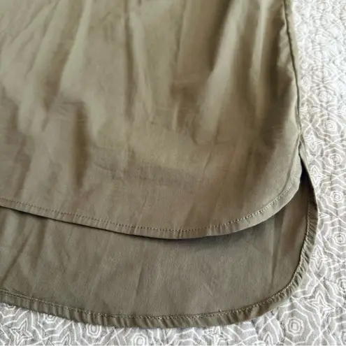 Bobeau Shift Midi Dress Olive Green Pullover Bell Sleeves Cotton Size L