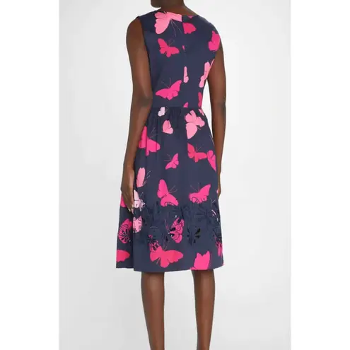 Carolina Herrera Butterfly eyelet embroidered midi dress size 2 $1990
