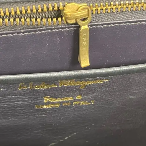 Salvatore Ferragamo Vintage Firenze 4 Navy Leather Clutch Shoulder Bag-Preowned