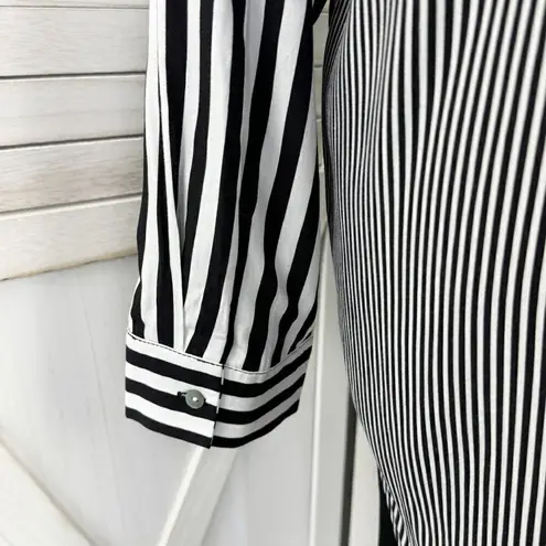 Jane and Delancey Multi Stripe Rayon Button Down Tunic Shirt Black White XL - Image 6