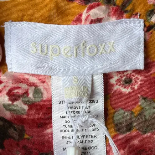 Superfoxx Yellow, Pink And White Floral Sleeveless Midi Dress Size S. NEW