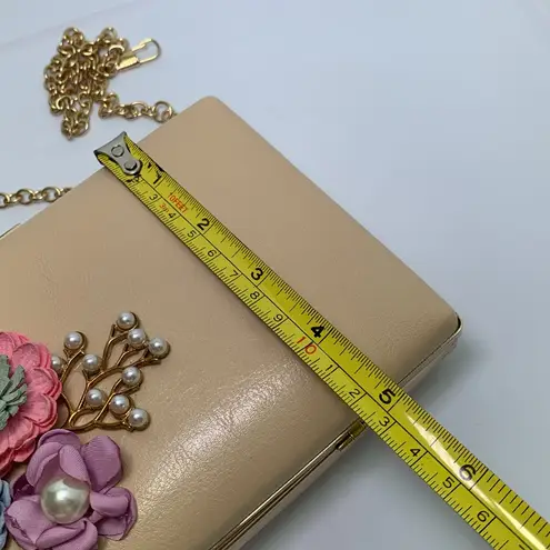 Floral Clutch Purses Flower Evening Handbag Bridal Wedding Prom Shoulder Bags Tan