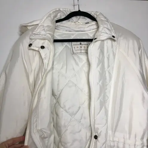 London Fog Towne Puffer Winter Jacket with Fur Lined Detachable Hood White