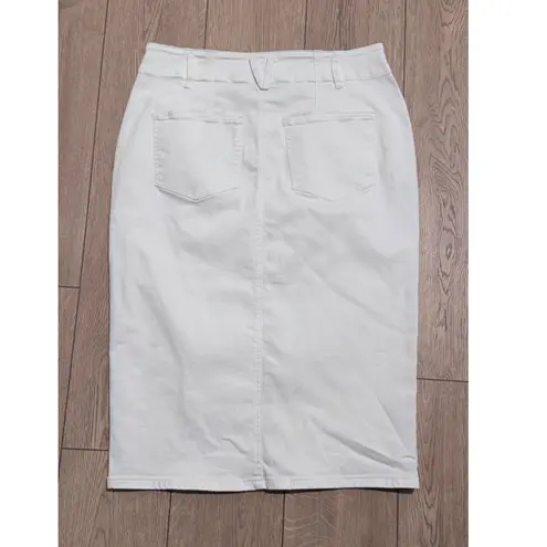 Ophelia Roe White Denim Pencil Skirt XL Midi Length Career Casual Stretch NEW