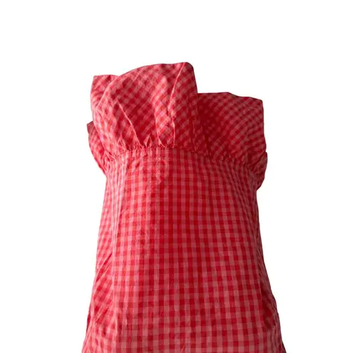 J CREW Gingham Peplum Tie Back Tank Top Size Small Pink
