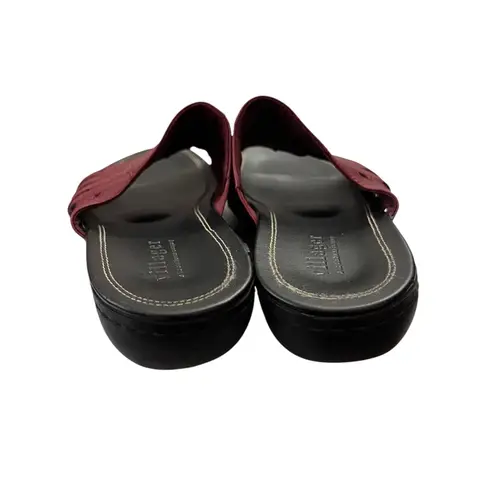 Villager Vintage Y2K Slide Sandals Leather Stitched Red 7.5M