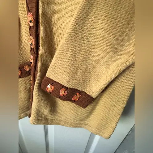 New Storybook Knits Women Sweater sz S button up Butterfly Embellished Cardigan