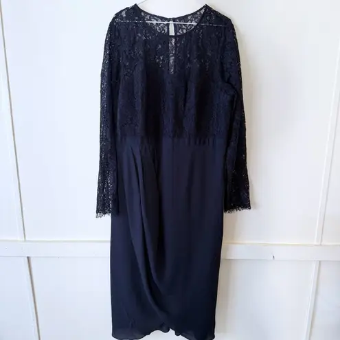 City Chic Elegant Long Sleeve Lace Tulip Hem Dress in Navy SZ M 18 NWT