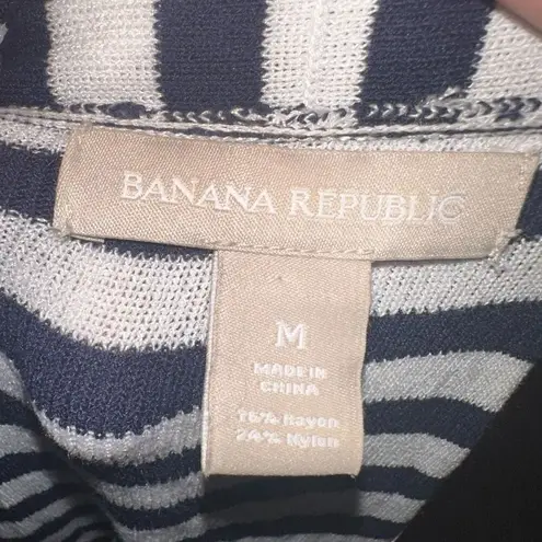 Banana Republic  black & white striped nautical lightweight cardigan