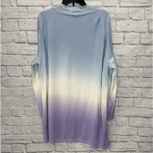 Johnny Was Womens Dip-Dye Ombre Cardigan Sweater Size XL Blue Purple Open Front