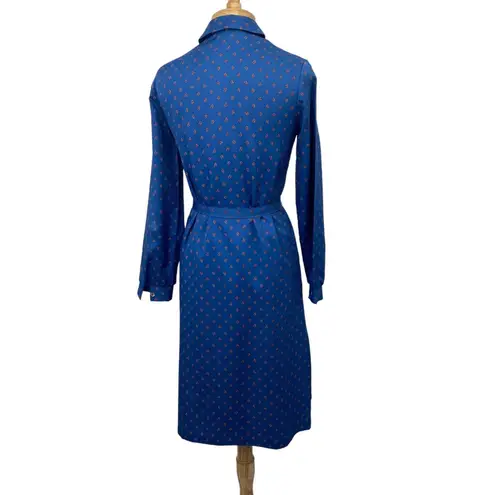 Vintage 70s Shirtdress Sears The Fashion Place Button Down Dress Paisley Blue 10