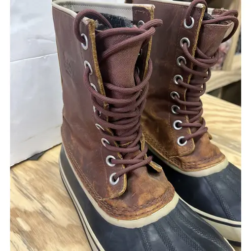 Sorel  Premium Duck Boots Womens 11 Brown Waterproof Leather (NL1718-206) Rubber