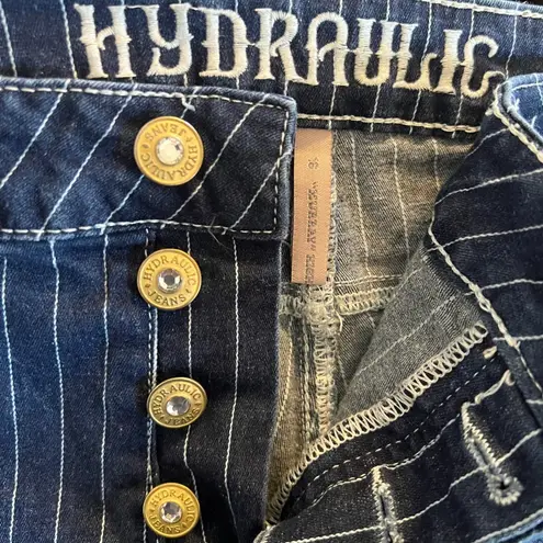 Hydraulic Striped High Rise Ankle Wide Leg Women's Jeans Size 16