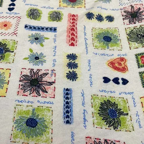 Just My Size White w/ Multi Color Heart & Floral Print Short Sleeve Tee 14W/16W