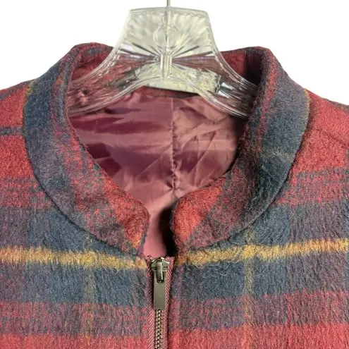 Stoosh Lined Plaid Band Collar Full Zip Light-Weight Jacket- Women's Size Large