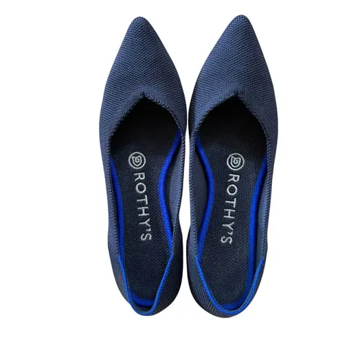 Rothy's  The Point Womens Size 6 Navy Blue Pointed Toe Recyclable Knit Flats Shoe