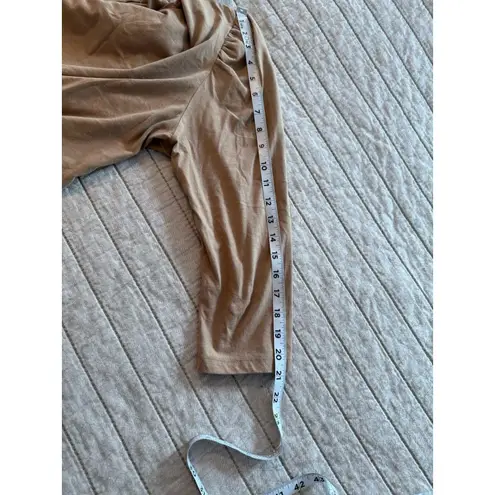 Tuckernuck Pomander Place Sz LG Vesty Long Sleeve Crewneck Top Puff Sleeve Tan