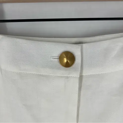 Donna Karan New York White Linen Blend High Rise Wide Leg Trouser NWT Size 16
