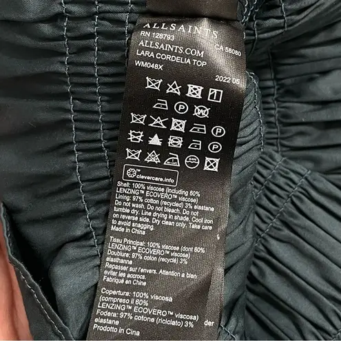 ALLSAINTS NWT Lara Cordelia Off Shoulder Top Size 0 Smoke Grey Floral Blouse