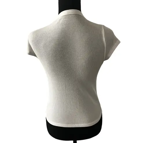 American Eagle Hey Baby Waffle Short Sleeve Tee Shirt Small Women’s Cream White