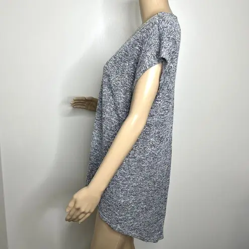 Joan Vass Marled Zipper Short Sleeve Top