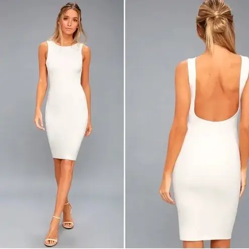 Lulus White Sleeveless Bodycon Dress Party Cocktail Evening Size L Size L