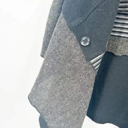 Adore Womens Fall Lagenlook Striped Knit Open Front Cardigan Sweater Vest Size S Black