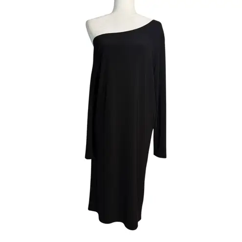 Norma Kamali REVOLVE Black One Shoulder Long Sleeve Midi Dress M 38 Chic Stretch